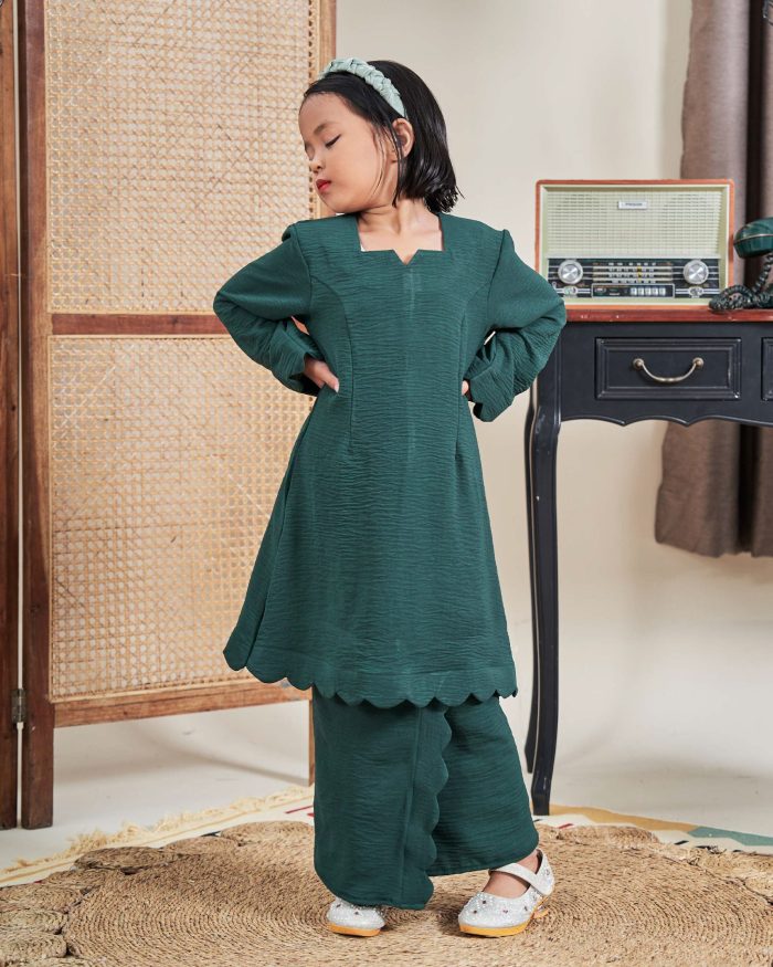 Baju Kurung Jelita Kids - Emerald Green - Image 5