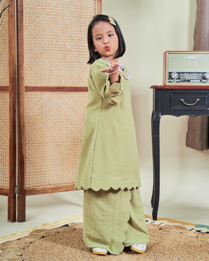 Baju Kurung Jelita Kids - Lime Green - Image 2