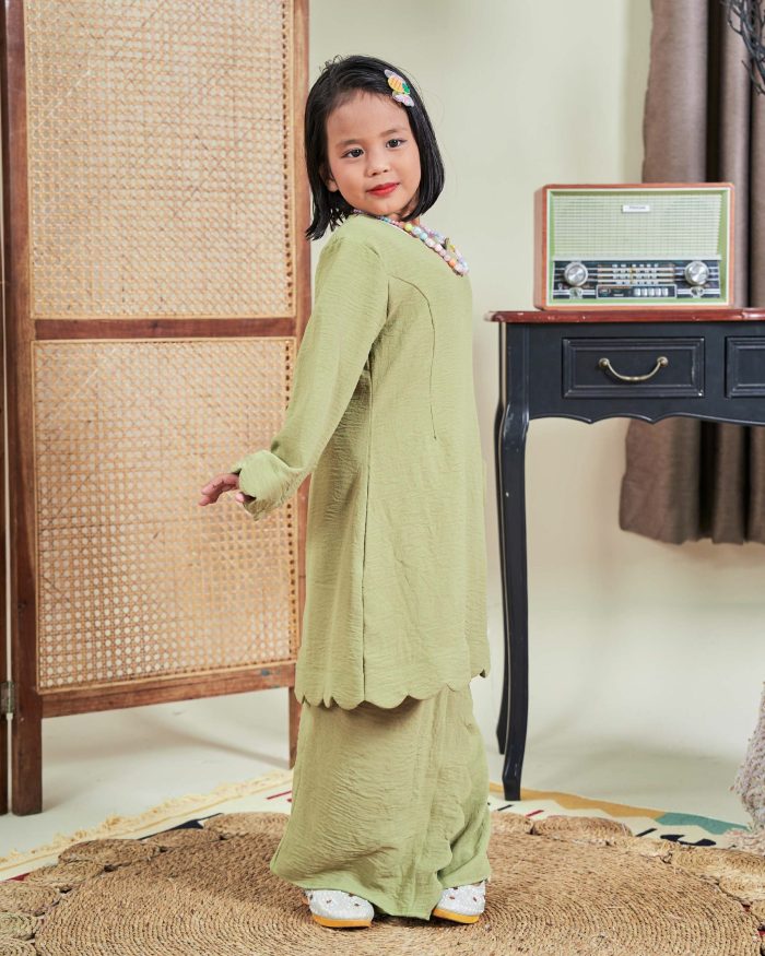 Baju Kurung Jelita Kids - Lime Green - Image 4