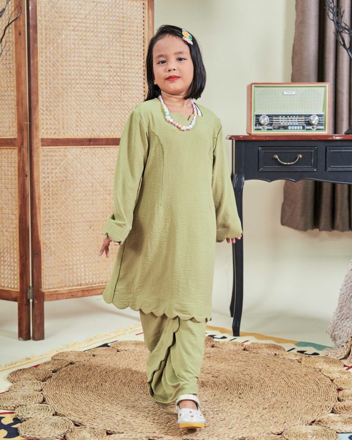 Baju Kurung Jelita Kids - Lime Green - Image 5