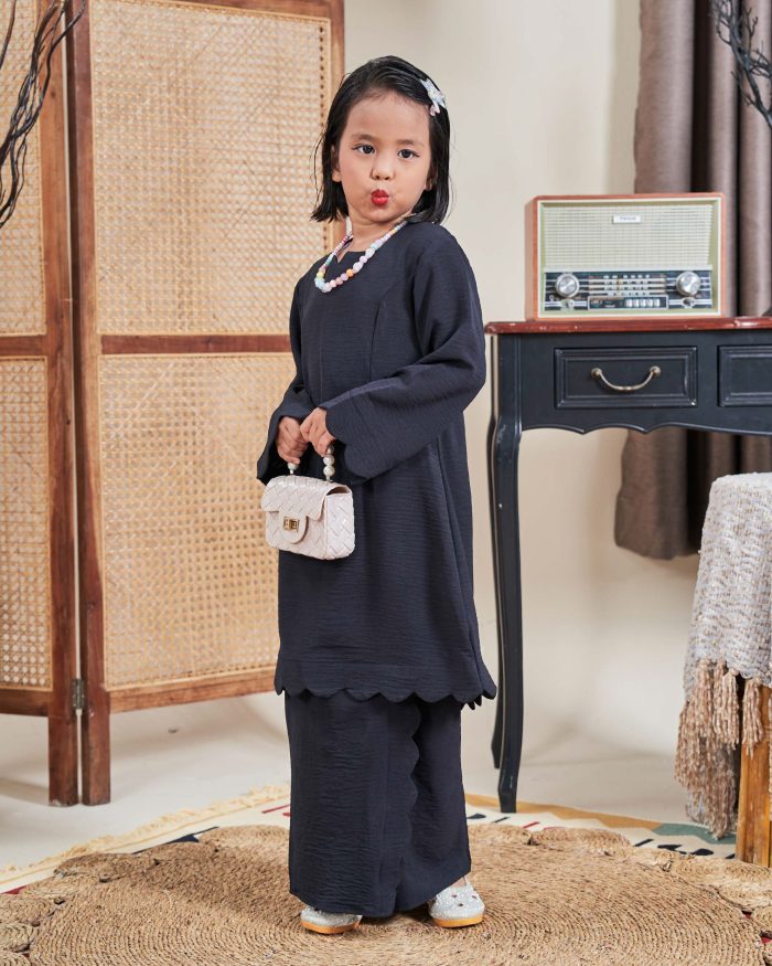 Baju Kurung Jelita Kids - Matte Black