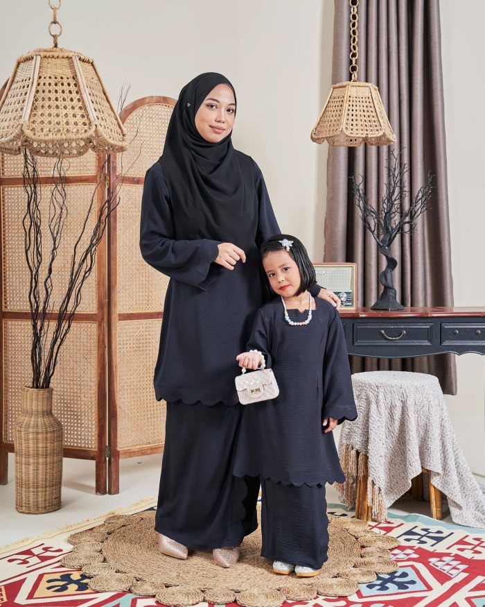 Baju Kurung Jelita Kids - Matte Black - Image 4