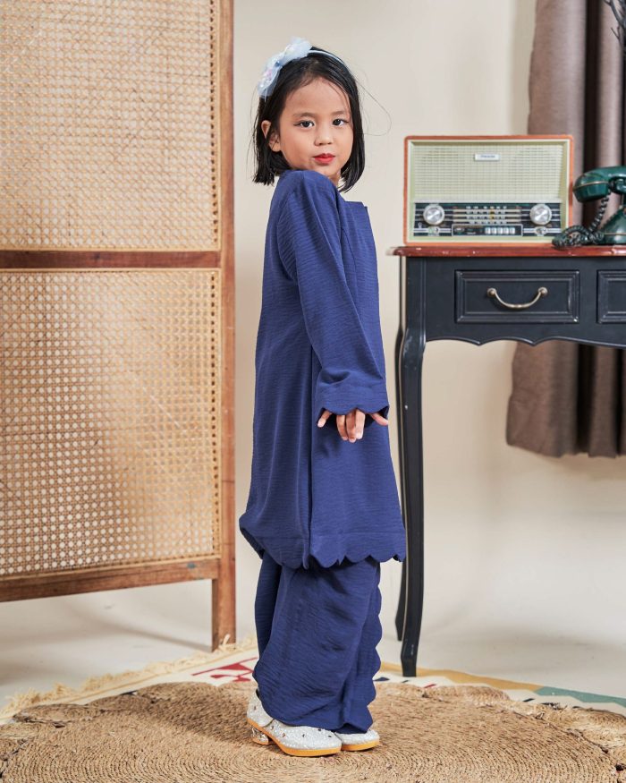 Baju Kurung Jelita Kids - Navy Blue - Image 2