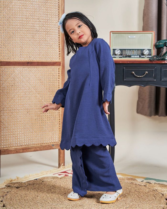 Baju Kurung Jelita Kids - Navy Blue - Image 5