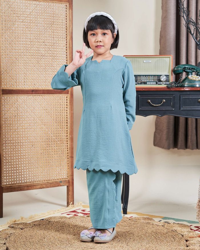 Baju Kurung Jelita Kids - Ocean Turquoise - Image 2