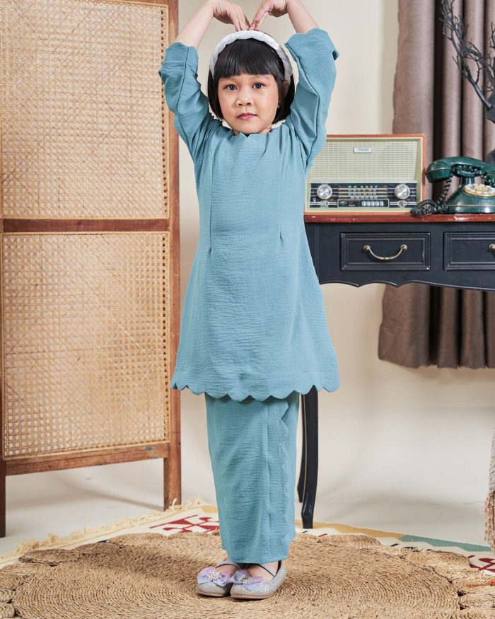 Baju Kurung Jelita Kids - Ocean Turquoise - Image 3