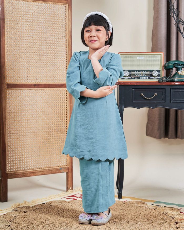 Baju Kurung Jelita Kids - Ocean Turquoise - Image 4