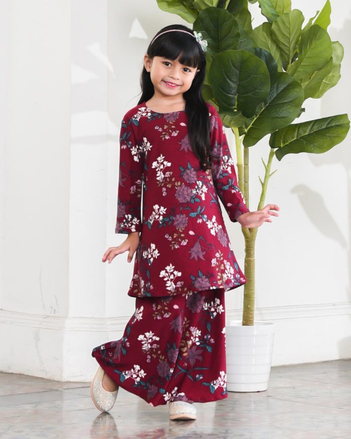 Kurung Lara Kids – Azalia Maroon - Image 2