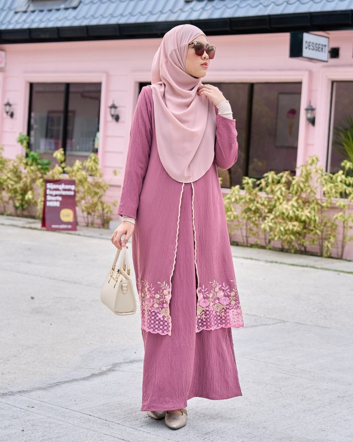 Abaya Sulam Hani - Dusty Orchid - Image 2