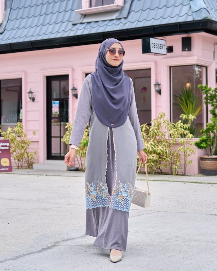 Abaya Sulam Hani - Silver Grey - Image 2