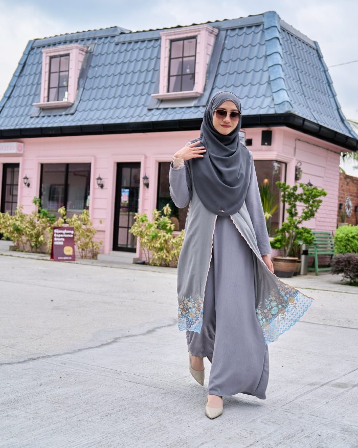 Abaya Sulam Hani - Silver Grey - Image 3