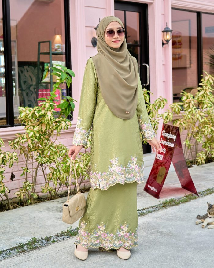 Baju Kurung Sulam Malika - Pickle Green