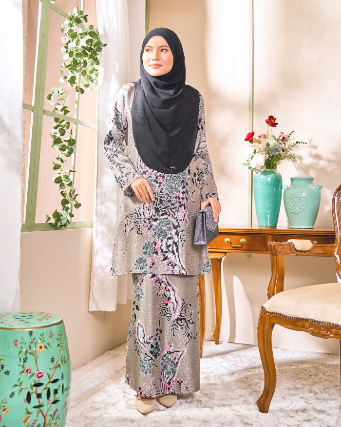Baju Kurung Moden Batik Sultanah 6.0 - Mekar Dust Grey