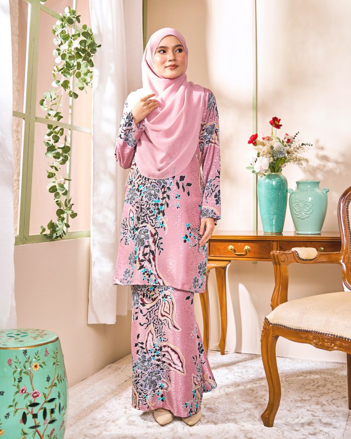 Baju Kurung Moden Batik Sultanah 6.0 - Mekar Rose Pink - Image 2