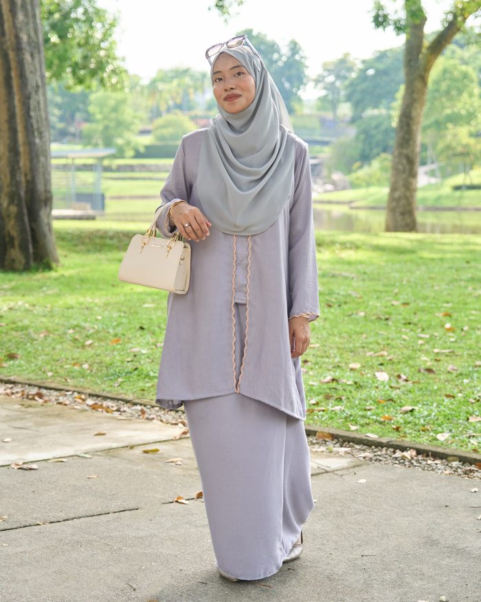 Baju Kebarung Sulam Sharmila - Ash Grey