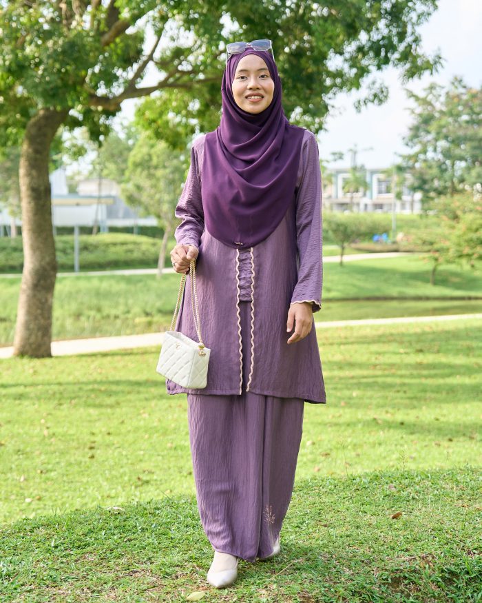 Baju Kebarung Sulam Sharmila - Dewberry Purple