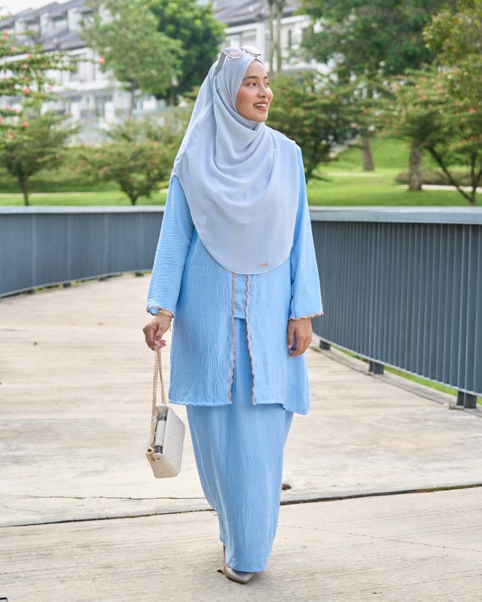 Baju Kebarung Sulam Sharmila - Sky Blue