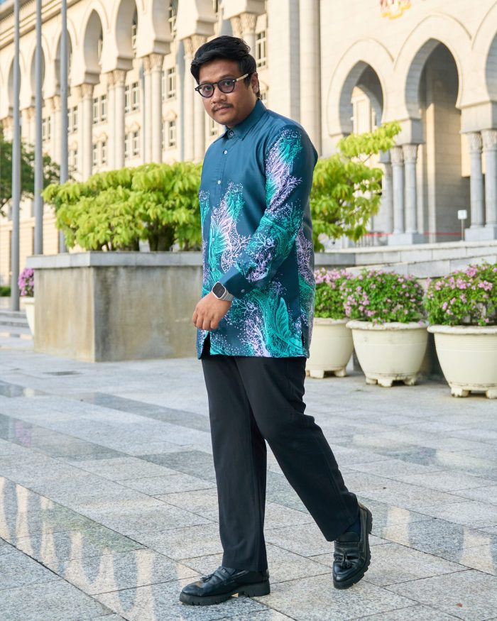 Baju Kemeja Batik Sultan Teja 10.0 - Dark Teal - Image 3