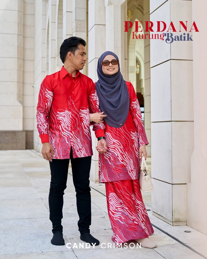 Baju Kurung Moden Batik Sultanah 10.0 - Perdana Candy Crimson - Image 4