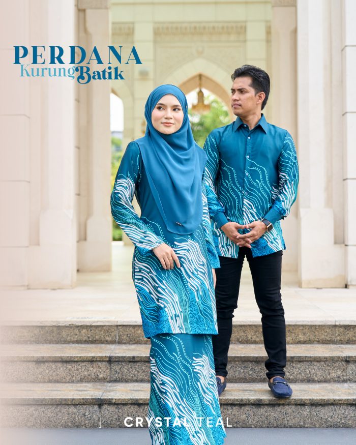 Baju Kurung Moden Batik Sultanah 10.0 - Perdana Crystal Teal - Image 5