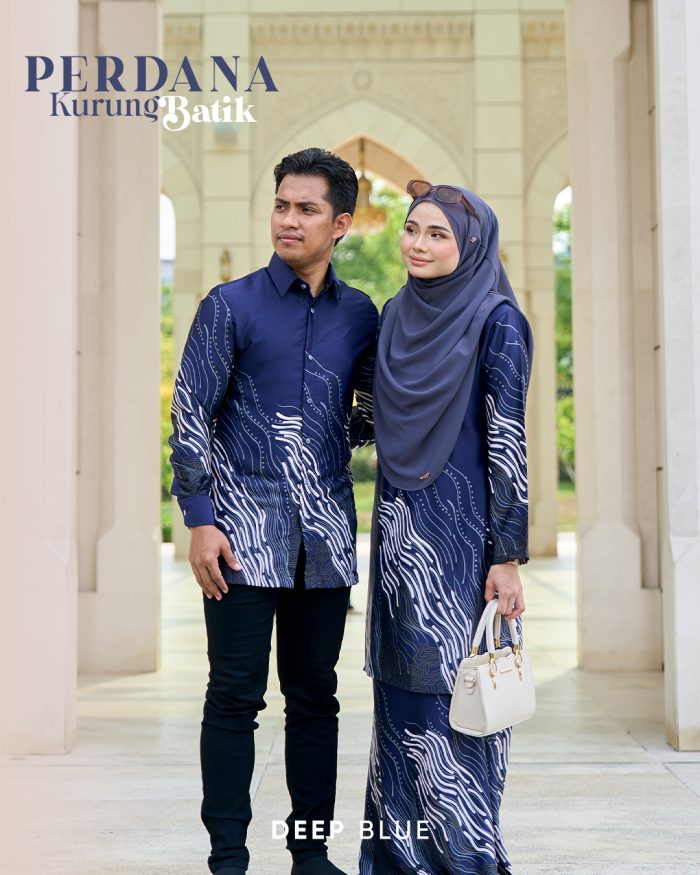 Baju Kurung Moden Batik Sultanah 10.0 - Perdana Deep Blue - Image 4