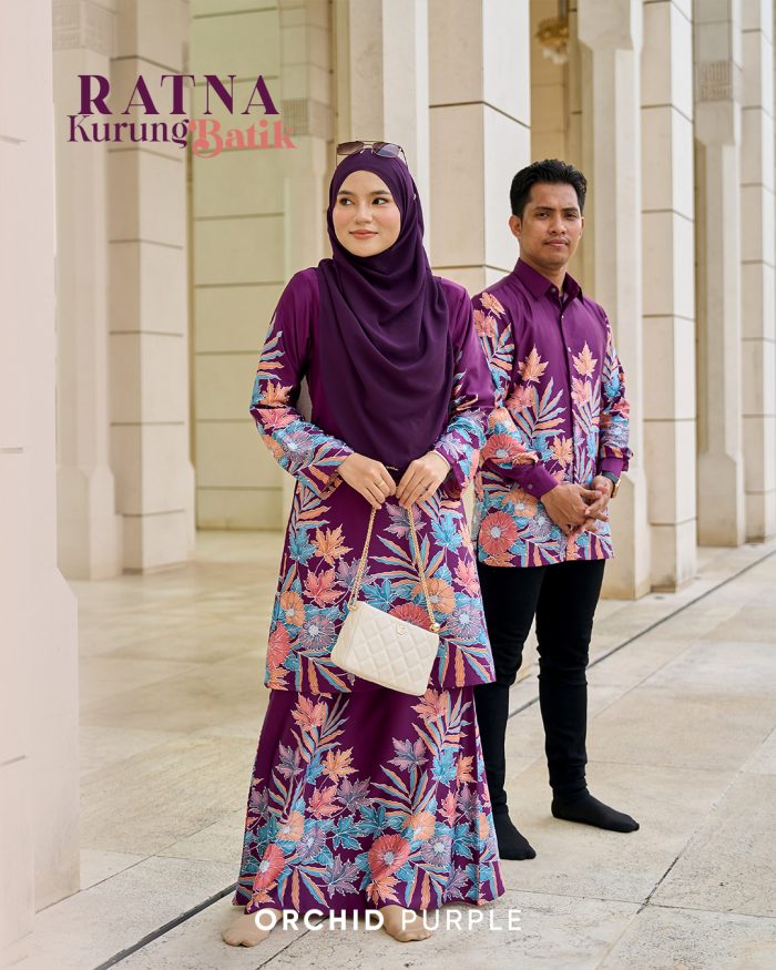 Baju Kurung Moden Batik Sultanah 10.0 - Ratna Orchid Purple - Image 5