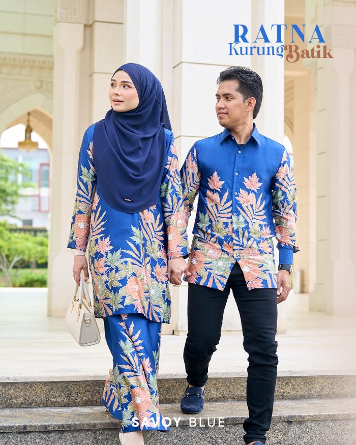 Baju Kurung Moden Batik Sultanah 10.0 - Ratna Savoy Blue - Image 6