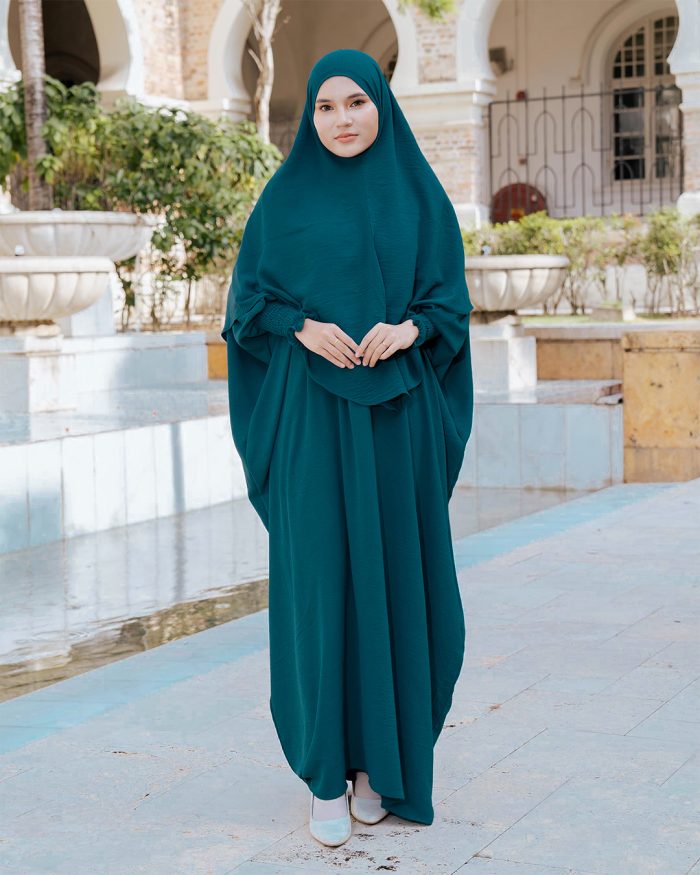 Abaya Kaftan Reyfa Dan Khimar Reyfa - Dark Pine