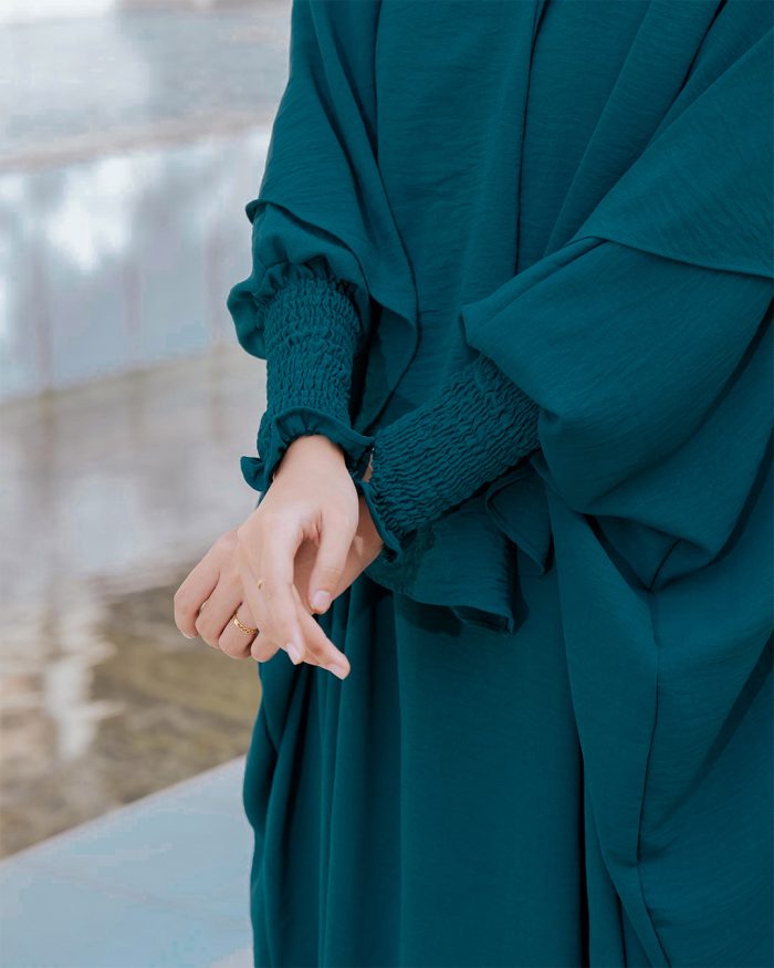 Abaya Kaftan Reyfa Dan Khimar Reyfa - Dark Pine - Image 3