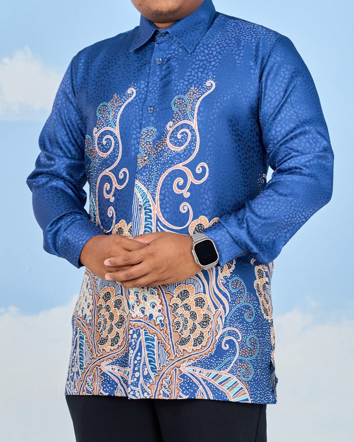 Baju Kemeja Batik Sultanah 11.0 - Bakti Navy Blue - Image 4