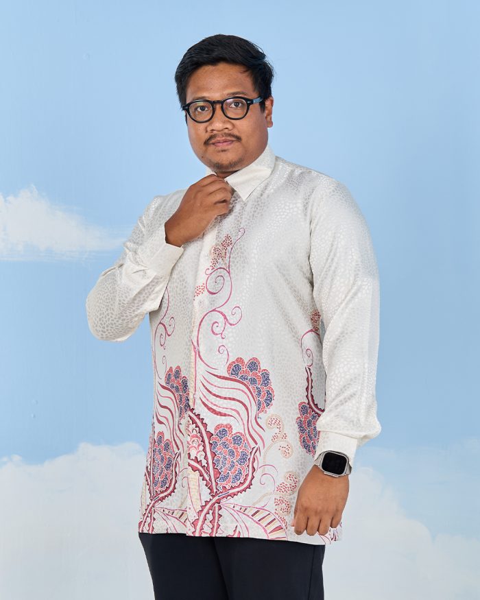 Baju Kemeja Batik Sultanah 11.0 - Bakti White Puce - Image 2