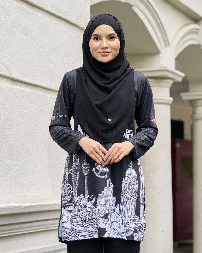 Muslimah Jersey Jiwa Merdeka - Perkasa Black