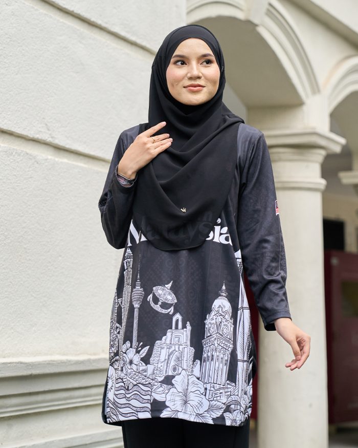 Muslimah Jersey Jiwa Merdeka - Perkasa Black - Image 3