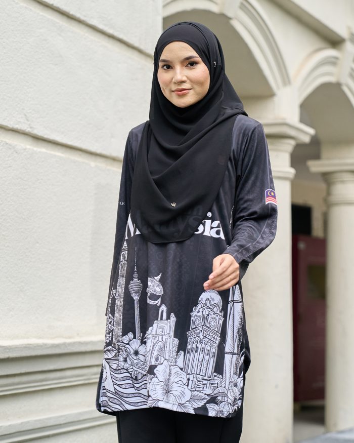 Muslimah Jersey Jiwa Merdeka - Perkasa Black - Image 4