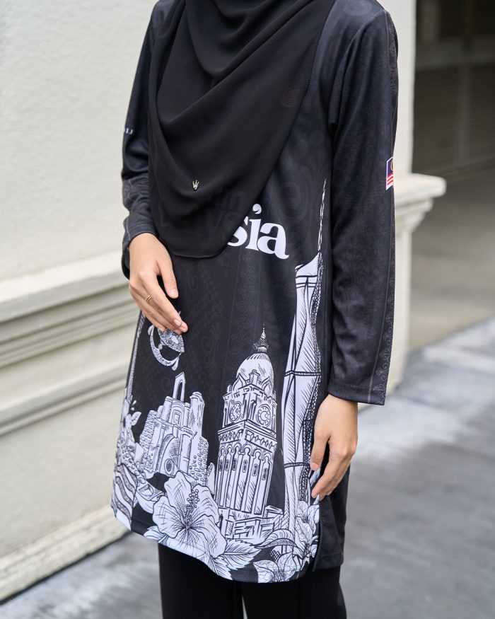 Muslimah Jersey Jiwa Merdeka - Perkasa Black - Image 2