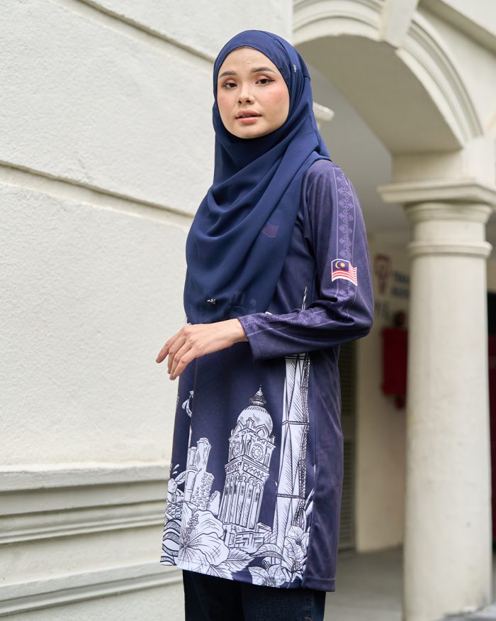 Muslimah Jersey Jiwa Merdeka - Warisan Navy Blue - Image 3