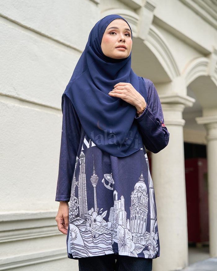 Muslimah Jersey Jiwa Merdeka - Warisan Navy Blue