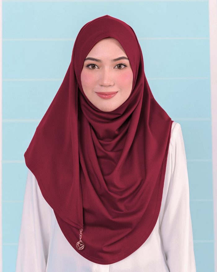 Tudung Sarung Instant Lunia (L) - Maroon - Image 2