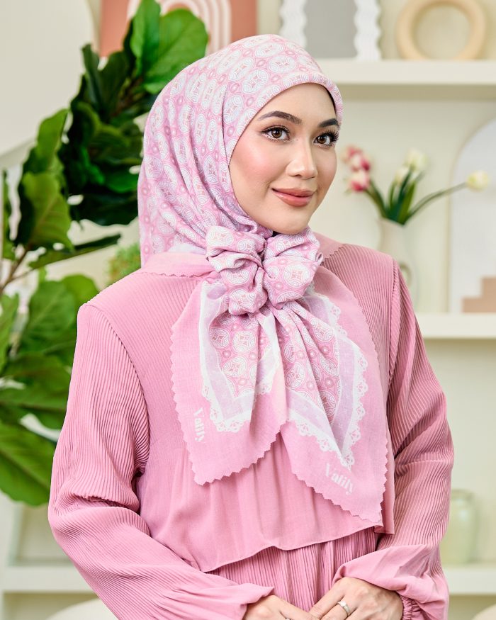 Valily Tudung Bawal Cotton Voile Essaouira - Azria Pink - Image 6