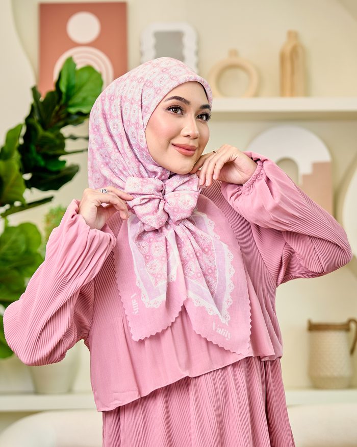 Valily Tudung Bawal Cotton Voile Essaouira - Azria Pink - Image 5