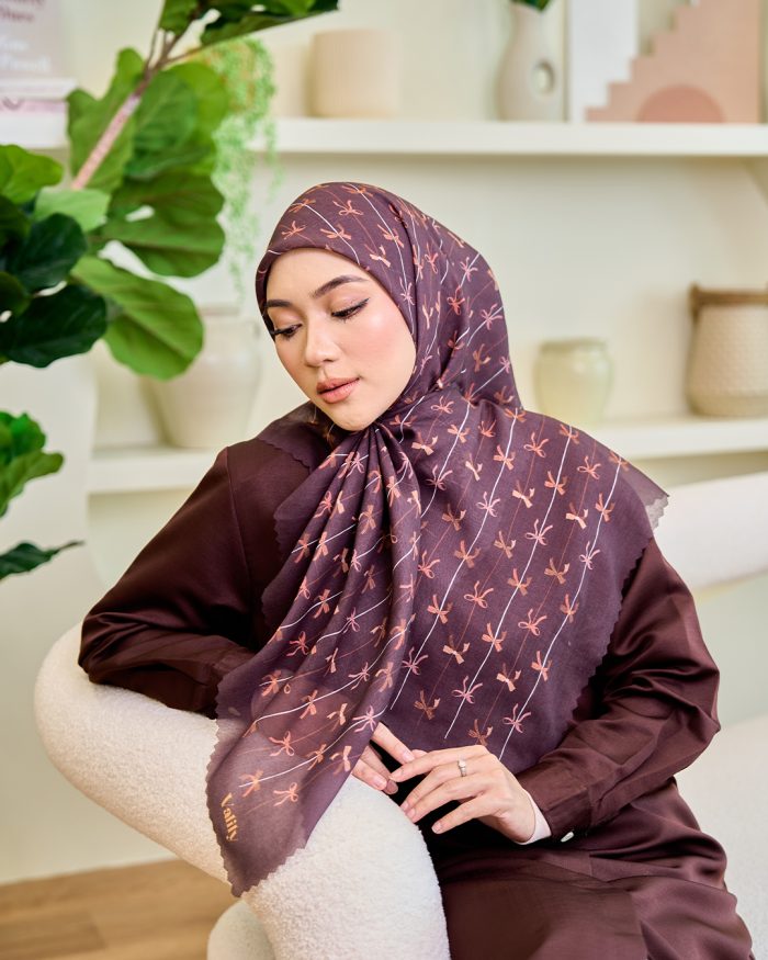 Valily Tudung Bawal Cotton Voile Essaouira - Hera Brown - Image 3