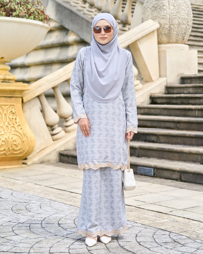 Baju Kurung Sulam Sultanah - Kasturi Dusty Grey - Image 2