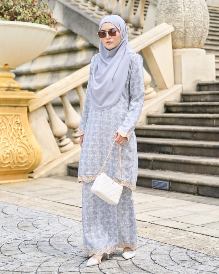 Baju Kurung Sulam Sultanah - Kasturi Dusty Grey