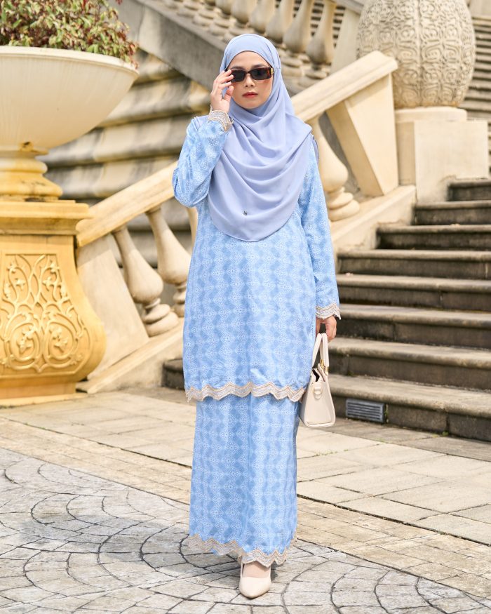 Baju Kurung Sulam Sultanah - Kasturi Sky Blue - Image 2