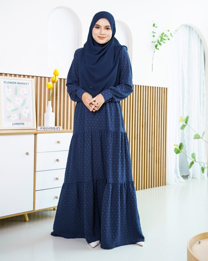 Dress Ruffle Linda - Navy Blue