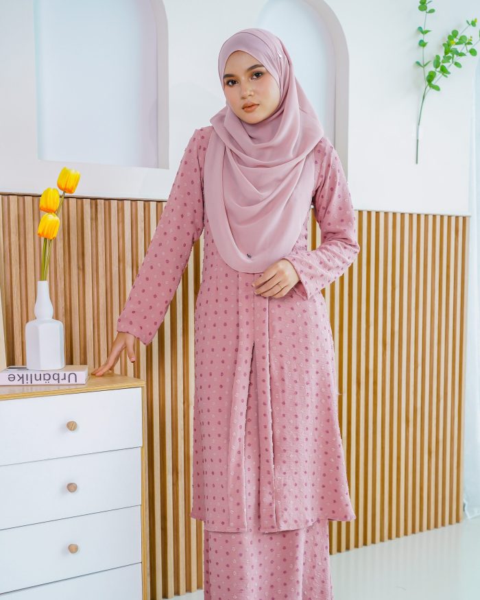 Baju Kebarung Lehana - Cotton Pink - Image 3