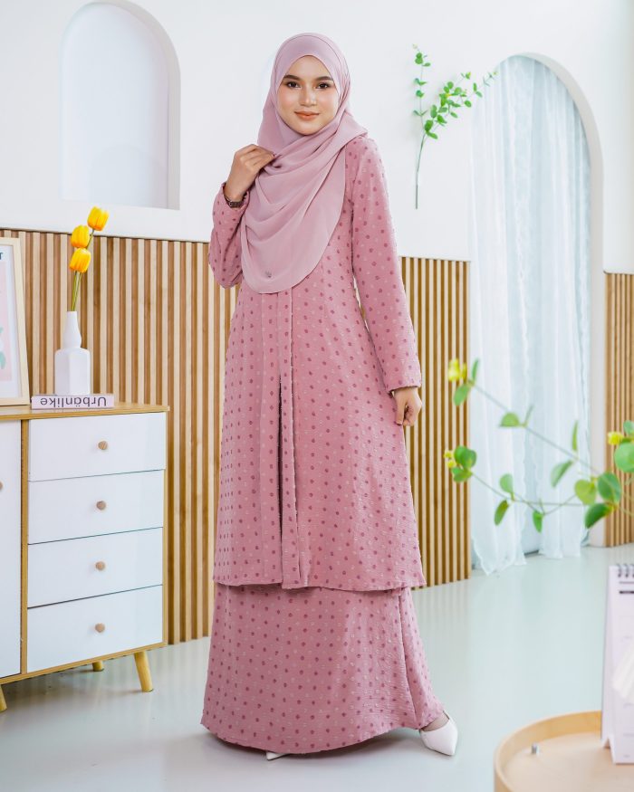 Baju Kebarung Lehana - Cotton Pink - Image 4