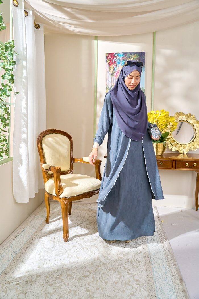 Abaya Sulam Shayla - Dark Grey - Image 3