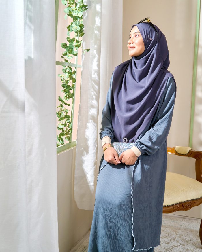 Abaya Sulam Shayla - Dark Grey - Image 4