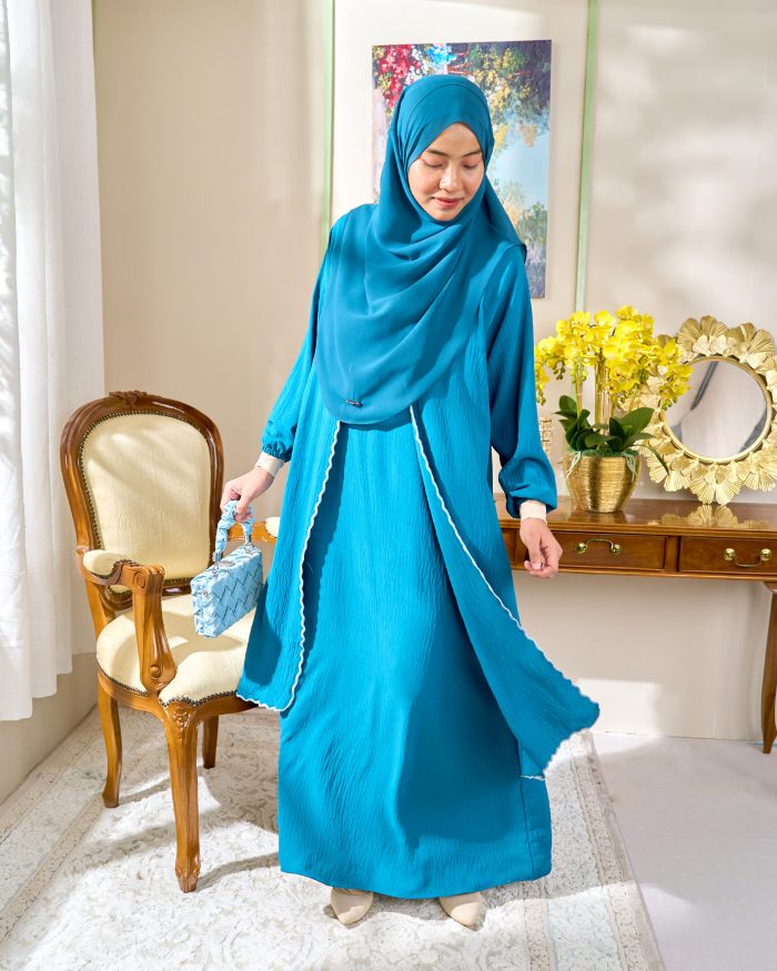 Abaya Sulam Shayla - Deep Turquoise - Image 3